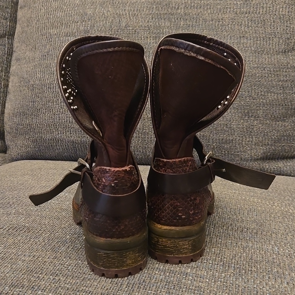 Felmini Burgundy Leather Ankle Booties-Size 39 8.5 - Picture 6 of 12